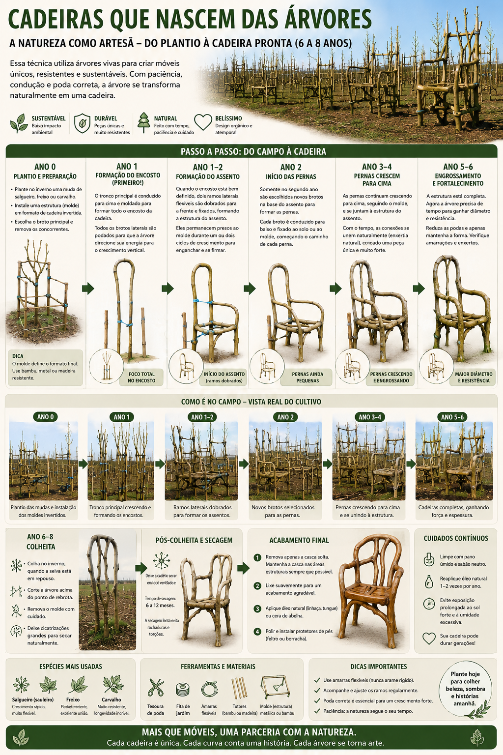 Infografik: Cadeiras que nascem das árvores – passo a passo